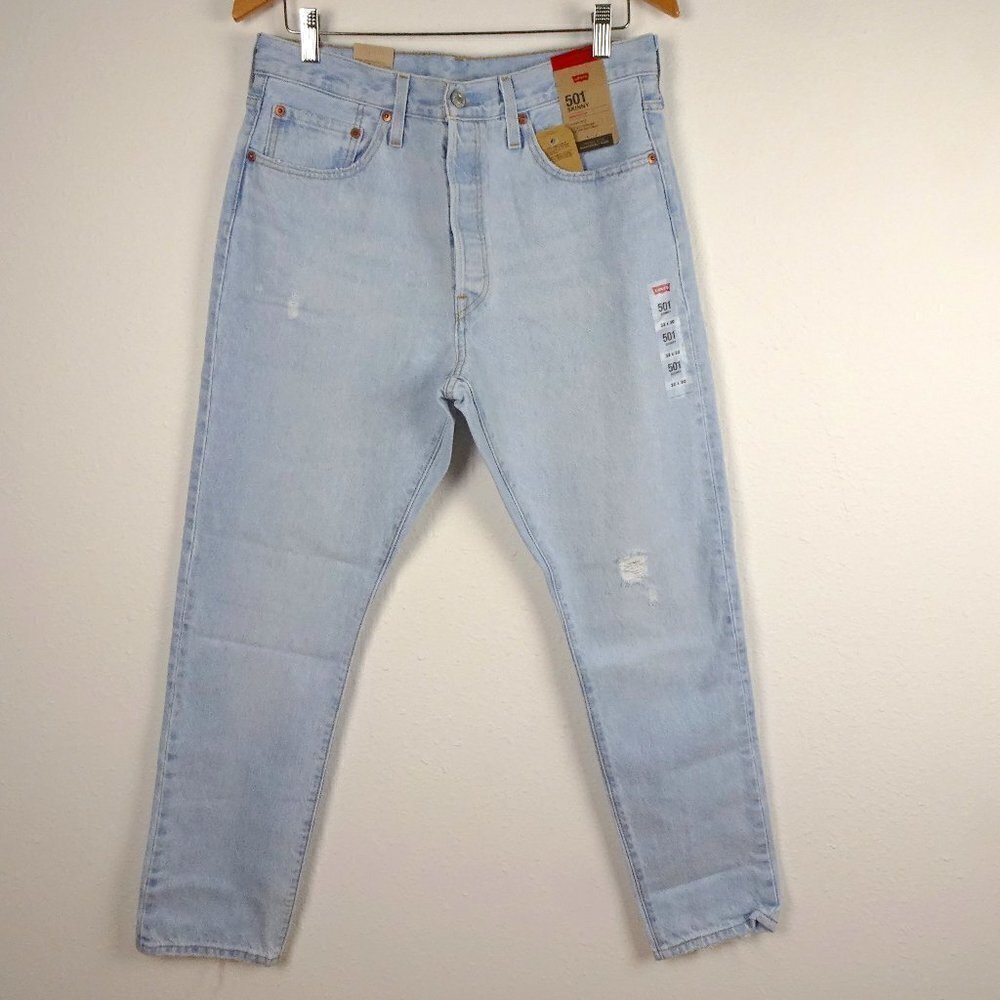 Levi's 501 Skinny Jeans Women's 32x30 Blue Denim High Rise Distressed